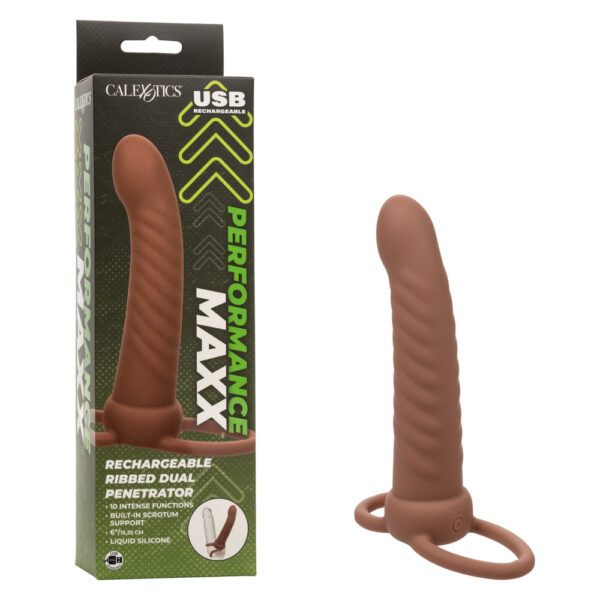 716770109323 Performance Maxx Rechargeable Ribbed Dual Penetrator Brown