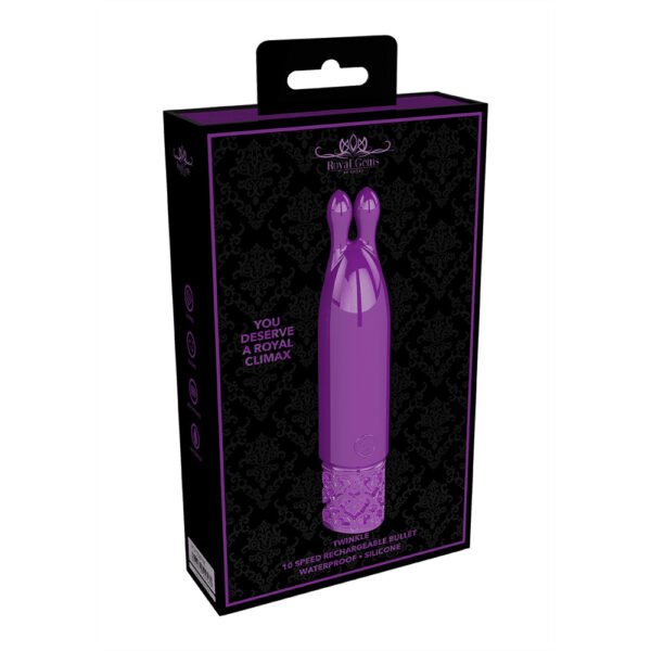 7423522529577 Royal Gems Twinkle Rechargeable Silicone Bullet Purple