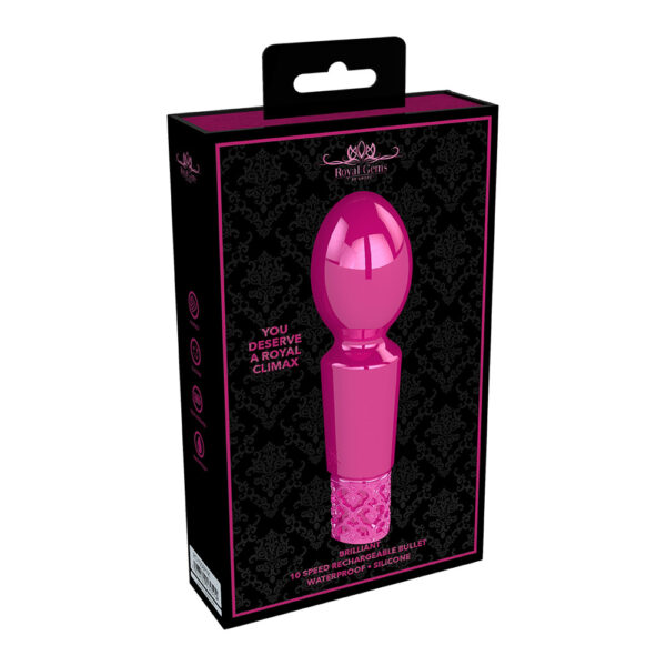 7423522530504 Royal Gems Brilliant Rechargeable Silicone Bullet Pink