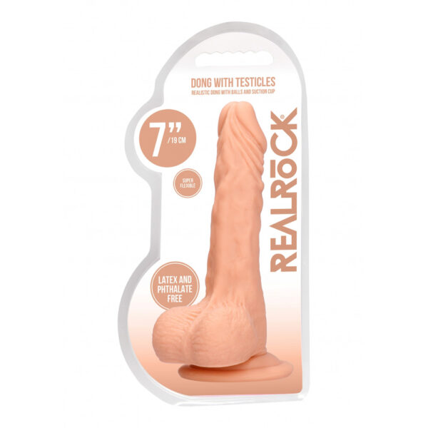 7423522547519 Realrock Dong With Testicles 7" Flesh