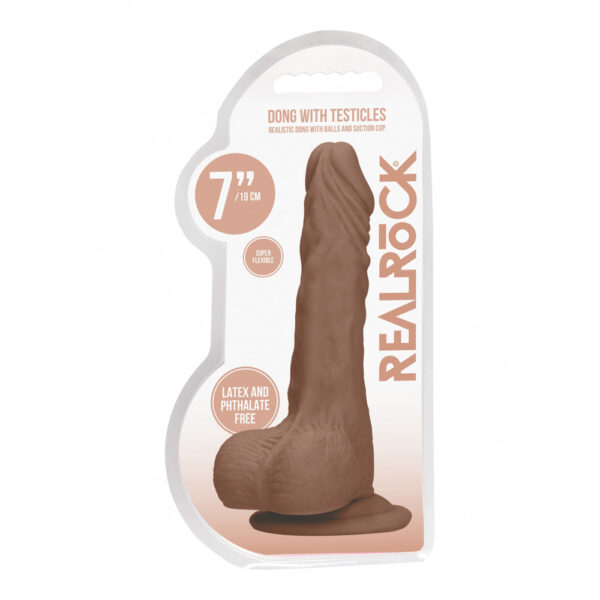 7423522547526 Realrock Dong With Testicles 7" Tan