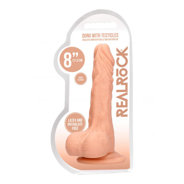 7423522547540 Realrock Dong With Testicles 8" Flesh