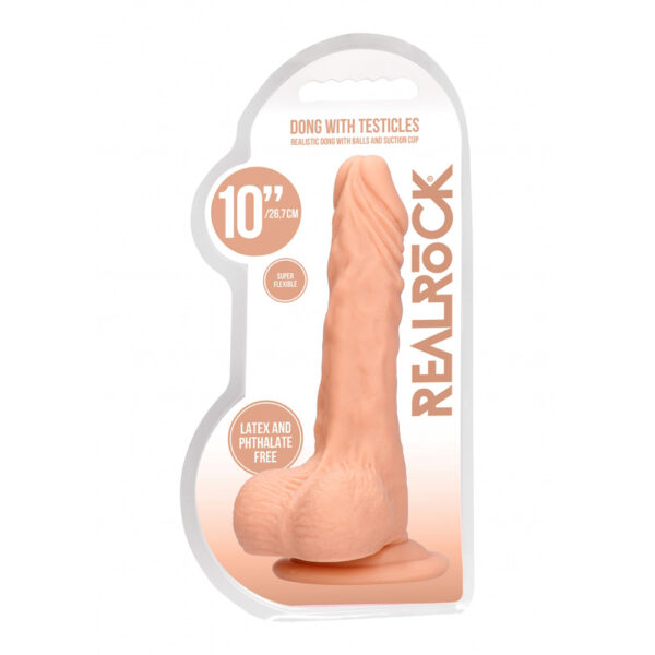 7423522548516 Realrock Dong With Testicles 10" Flesh