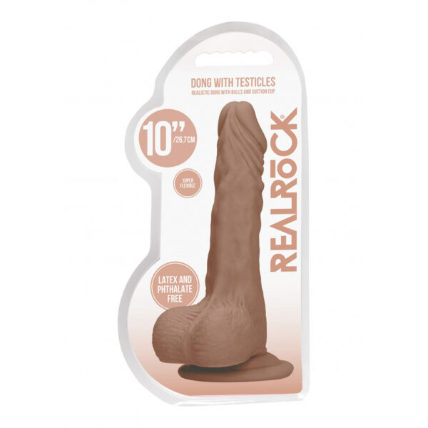 7423522548523 Realrock Dong With Testicles 10" Tan