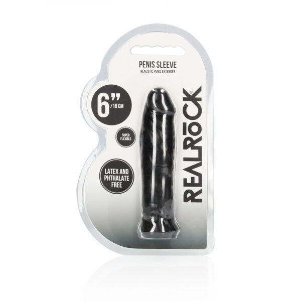 7423522550540 Realrock Penis Sleeve 6" Black