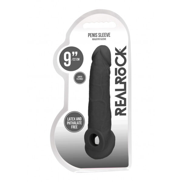 7423522551509 Realrock Penis Sleeve 9" Black