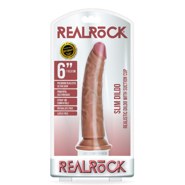 7423522625613 Slim Realistic Dildo Without Balls With Suction Cup 6'' Tan