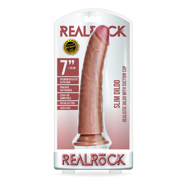 7423522625644 Slim Realistic Dildo Without Balls With Suction Cup 7'' Tan