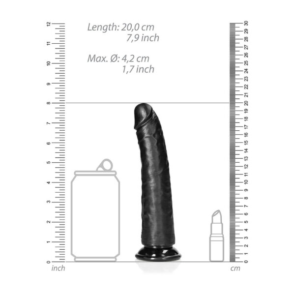 7423522625651 3 Slim Realistic Dildo Without Balls With Suction Cup 7'' Black