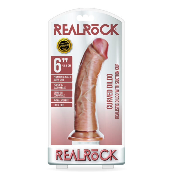 7423522626603 Curved Realistic Dildo Without Balls With Suction Cup 6'' Tan