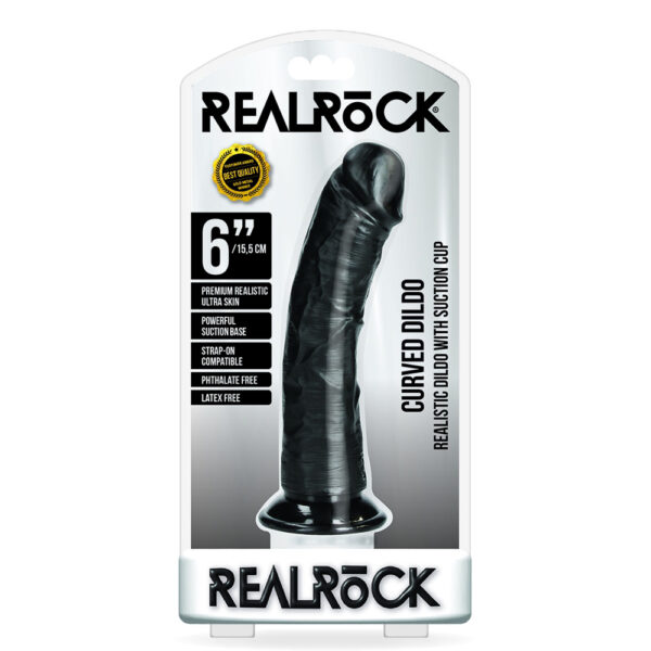 7423522626610 Curved Realistic Dildo Without Balls With Suction Cup 6'' Black