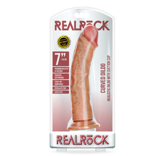 7423522626634 Curved Realistic Dildo Without Balls With Suction Cup 7'' Tan