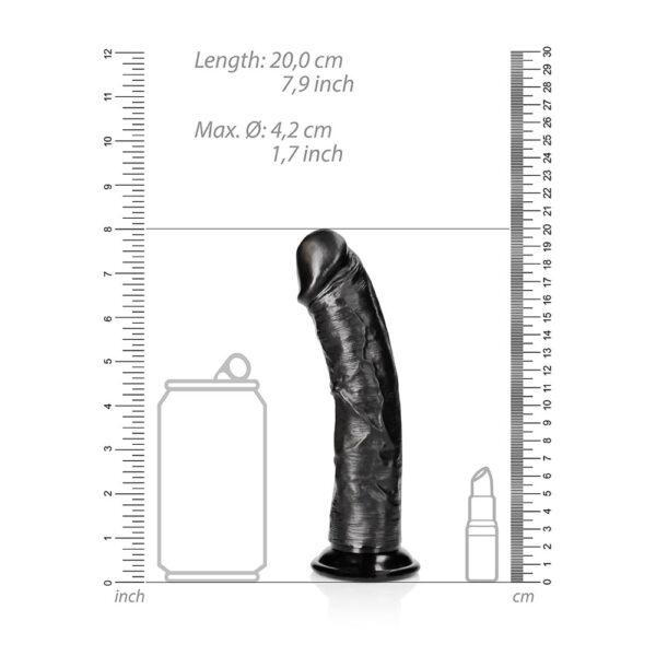 7423522626641 3 Curved Realistic Dildo Without Balls With Suction Cup 7'' Black