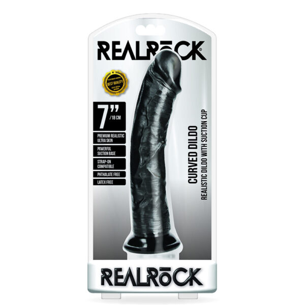 7423522626641 Curved Realistic Dildo Without Balls With Suction Cup 7'' Black