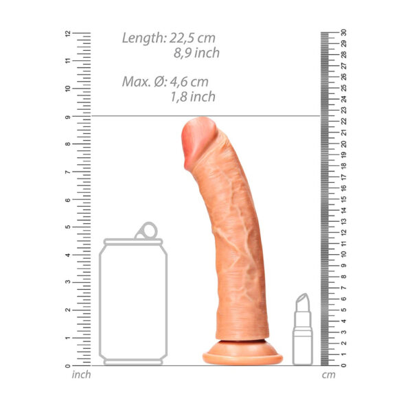 7423522626665 3 Curved Realistic Dildo Without Balls With Suction Cup 8'' Tan