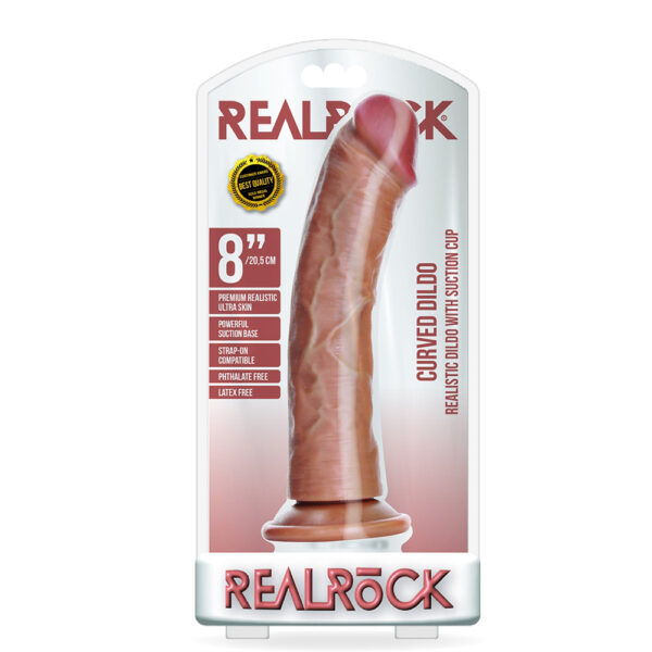 7423522626665 Curved Realistic Dildo Without Balls With Suction Cup 8'' Tan