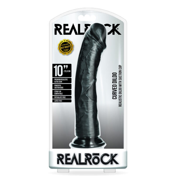 7423522627648 Curved Realistic Dildo Without Balls With Suction Cup 10'' Black