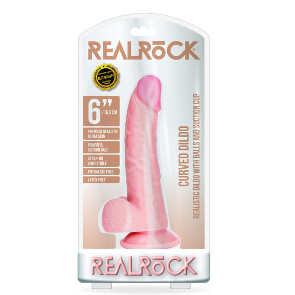 7423522627655 Curved Realistic Dildo With Balls And Suction Cup 6'' Flesh
