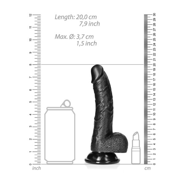 7423522628607 3 Curved Realistic Dildo With Balls And Suction Cup 7'' Black