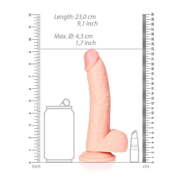 7423522628614 3 Curved Realistic Dildo With Balls And Suction Cup 8'' Flesh