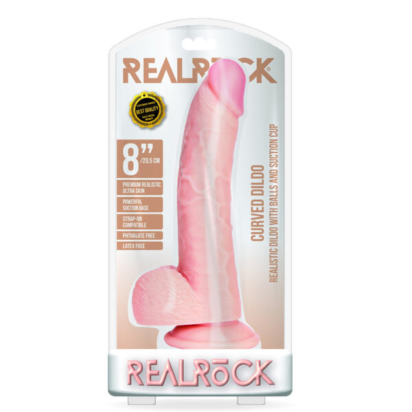7423522628614 Curved Realistic Dildo With Balls And Suction Cup 8'' Flesh
