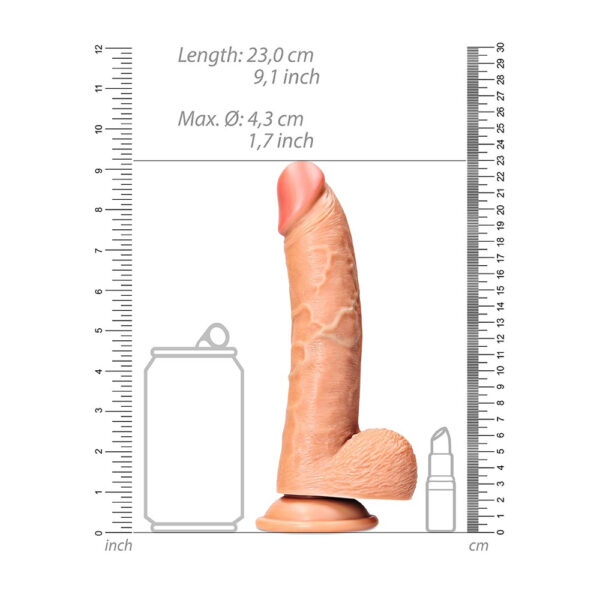 7423522628621 3 Curved Realistic Dildo With Balls And Suction Cup 8'' Tan