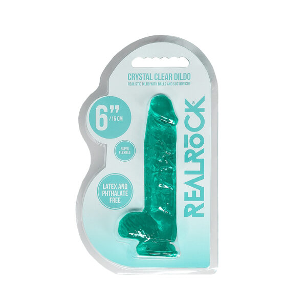 7423522631645 Realistic Dildo With Balls 6" Turquoise