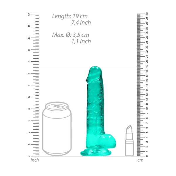 7423522631669 3 Realistic Dildo With Balls 7" Turquoise