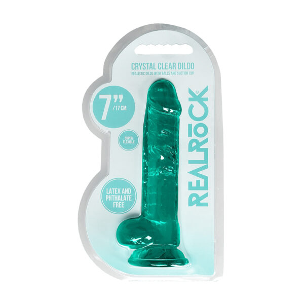 7423522631669 Realistic Dildo With Balls 7" Turquoise