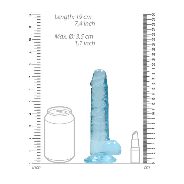 7423522631676 3 Realistic Dildo With Balls 7" Blue