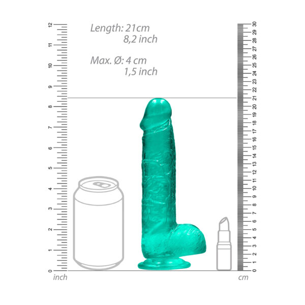 7423522631683 3 Realistic Dildo With Balls 8" Turquoise