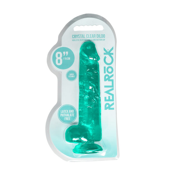 7423522631683 Realistic Dildo With Balls 8" Turquoise