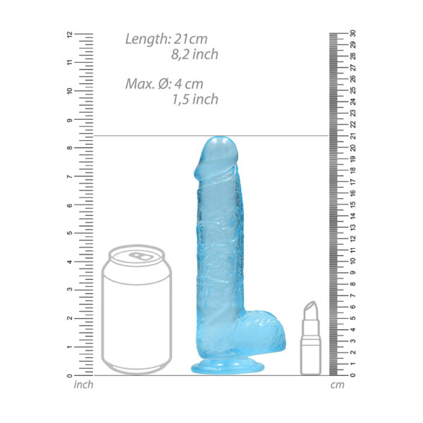 7423522631690 3 Realistic Dildo With Balls 8" Blue