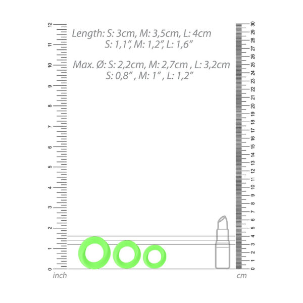7423522639627 3 Ouch! 3 Pcs Cock Ring Set Glow In The Dark