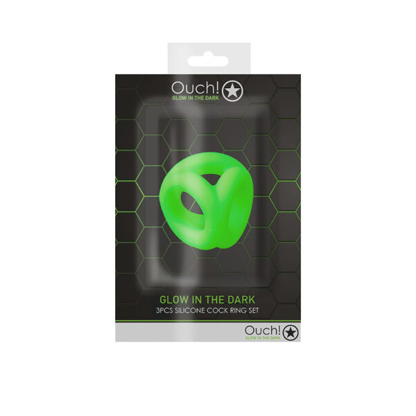 7423522639634 Ouch! Cock Ring & Ball Strap Glow In The Dark