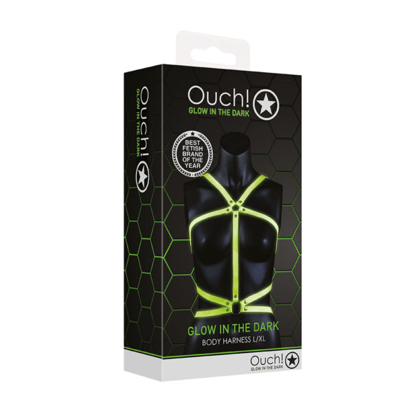 7423522640609 Ouch! Body Harness Glow In The Dark L/Xl