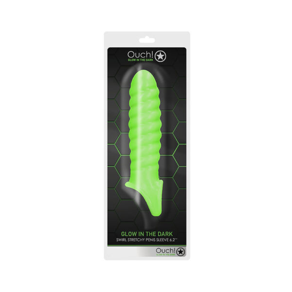 7423522640623 Ouch! Swirl Stretchy Penis Sleeve Glow In The Dark