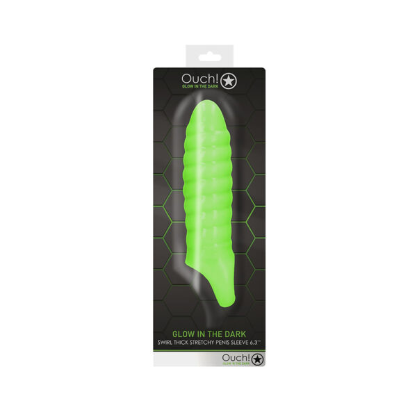 7423522640647 Ouch! Swirl Thick Stretchy Penis Sleeve Glow In The Dark