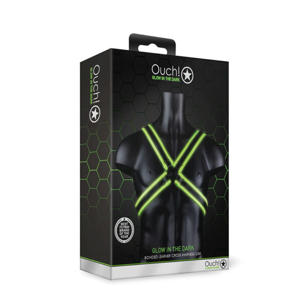 7423522649602 Ouch! Cross Harness Glow In The Dark S/M