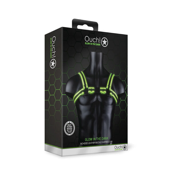 7423522649619 Ouch! Buckle Harness Glow In The Dark S/M