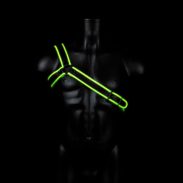 7423522653630 2 Ouch! Gladiator Harness Glow In The Dark L/Xl