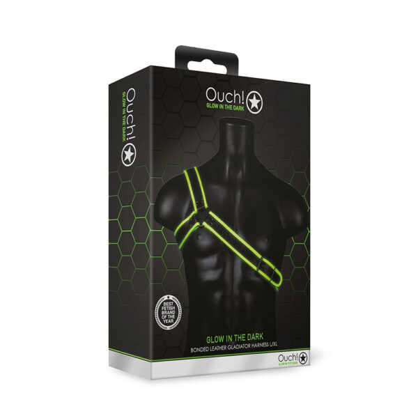 7423522653630 Ouch! Gladiator Harness Glow In The Dark L/Xl