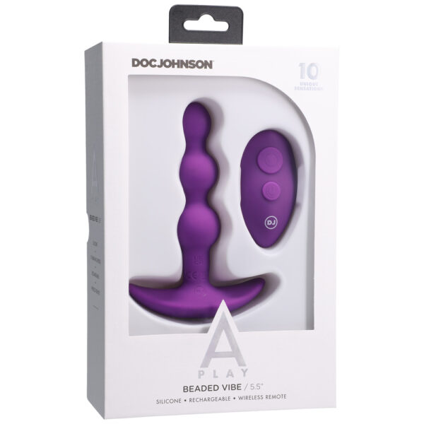 782421081317 A-Play Beaded Vibe Rechargeable Silicone Anal Plug With Remote Purple
