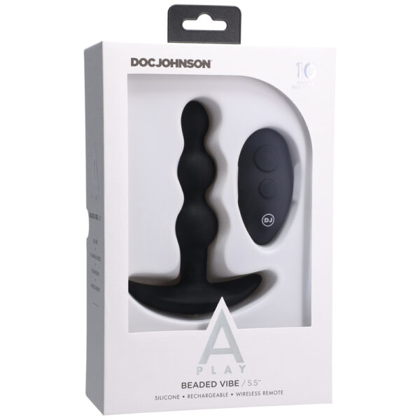 782421081324 A-Play Beaded Vibe Rechargeable Silicone Anal Plug With Remote Black