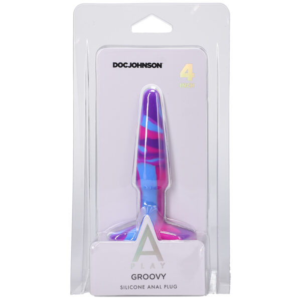 782421083328 A-Play Groovy Silicone Anal Plug 4" Berry