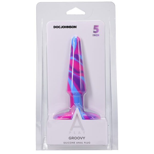 782421083335 A-Play Groovy Silicone Anal Plug 5" Berry