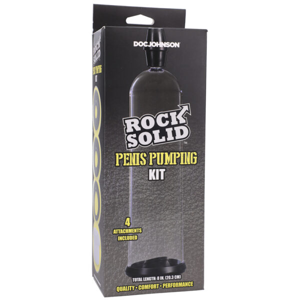 782421086459 Rock Solid Penis Pumping Kit Black/Clear