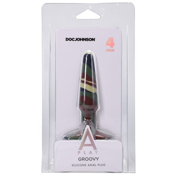 782421086633 A-Play Groovy Silicone Anal Plug 4" Camouflage