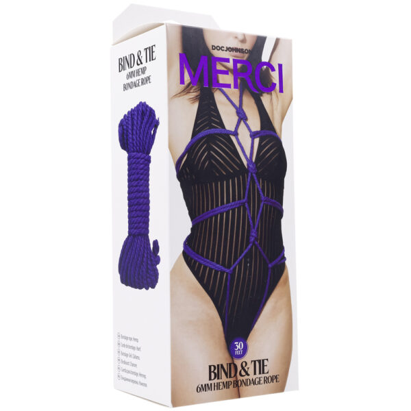 782421089412 Merci Bind & Tie 6mm Hemp Bondage Rope 30 Feet Violet