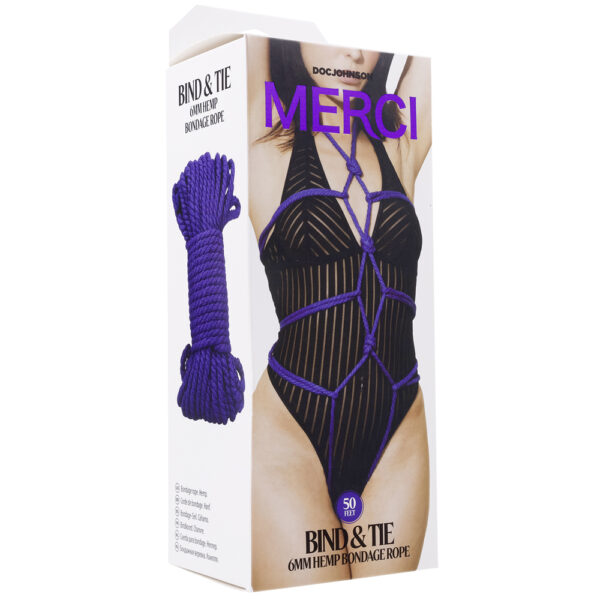 782421089429 Merci Bind & Tie 6mm Hemp Bondage Rope 50 Feet Violet